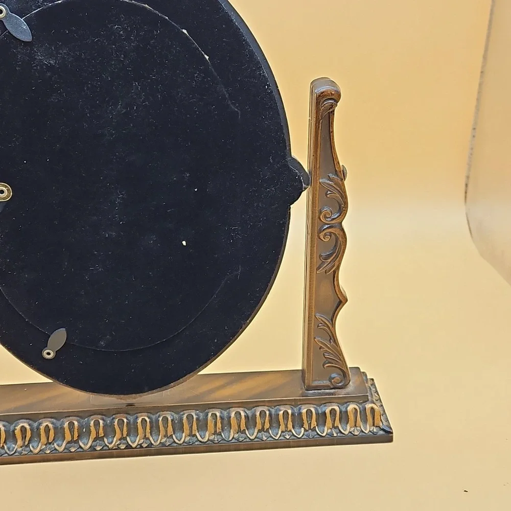 Vintage Dresser Top Oval Ornate Swivel Tilt Mirror Picture Frame Taiwan